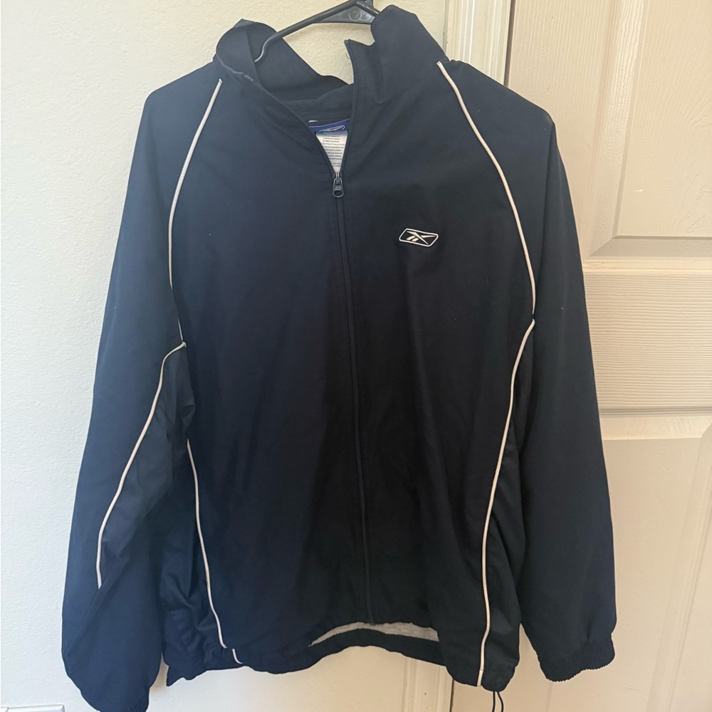 Reebok Navy Zip-Up Jacket with White Accents